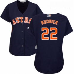 Womens Majestic Houston Astros 22 Josh Reddick Authentic Navy Blue Alternate Cool Base MLB Jersey