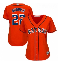 Womens Majestic Houston Astros 22 Josh Reddick Replica Orange Alternate Cool Base MLB Jersey