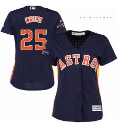 Womens Majestic Houston Astros 25 Jose Cruz Jr Authentic Navy Blue Alternate 2017 World Series Champions Cool Base MLB Jersey