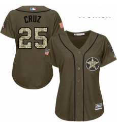 Womens Majestic Houston Astros 25 Jose Cruz Replica Green Salute to Service MLB Jersey