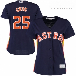 Womens Majestic Houston Astros 25 Jose Cruz Replica Navy Blue Alternate Cool Base MLB Jersey