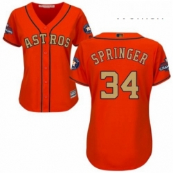 Womens Majestic Houston Astros 34 Nolan Ryan Authentic Orange Alternate 2018 Gold Program Cool Base MLB Jersey