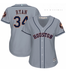 Womens Majestic Houston Astros 34 Nolan Ryan Replica Grey Road Cool Base MLB Jersey