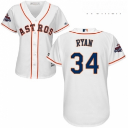 Womens Majestic Houston Astros 34 Nolan Ryan Replica White Home 2017 World Series Champions Cool Base MLB Jersey