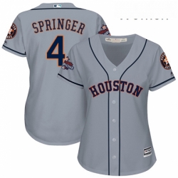 Womens Majestic Houston Astros 4 George Springer Replica Grey Road 2017 World Series Champions Cool Base MLB Jersey