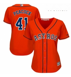 Womens Majestic Houston Astros 41 Brad Peacock Replica Orange Alternate Cool Base MLB Jersey 