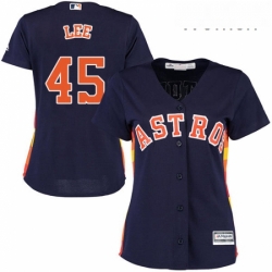 Womens Majestic Houston Astros 45 Carlos Lee Replica Navy Blue Alternate Cool Base MLB Jersey