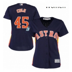 Womens Majestic Houston Astros 45 Gerrit Cole Authentic Navy Blue Alternate Cool Base MLB Jersey 