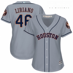 Womens Majestic Houston Astros 46 Francisco Liriano Replica Grey Road Cool Base MLB Jersey 