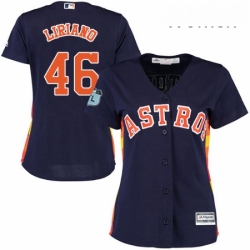 Womens Majestic Houston Astros 46 Francisco Liriano Replica Navy Blue Alternate Cool Base MLB Jersey 