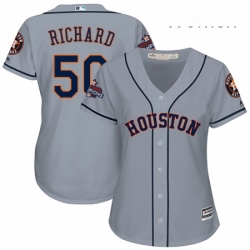 Womens Majestic Houston Astros 50 JR Richard Replica Grey Road 2017 World Series Champions Cool Base MLB Jersey