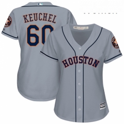 Womens Majestic Houston Astros 60 Dallas Keuchel Replica Grey Road Cool Base MLB Jersey