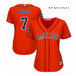 Womens Majestic Houston Astros 7 Craig Biggio Replica Orange Alternate 2017 World Series Champions Cool Base MLB Jersey