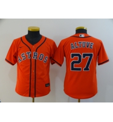 Youth Astros 27 Jose Altuve Orange Youth 2020 Nike Cool Base Jersey