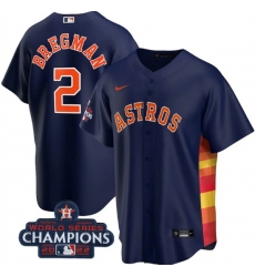 Youth Houston Astros 2 Alex Bregman Navy 2022 World Series Champions Stitched BaseballJersey