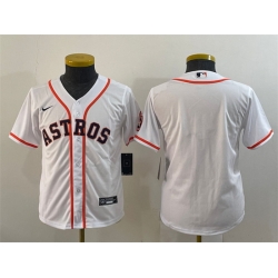 Youth Houston Astros Blank White With Patch Cool Base Stitched Jersey