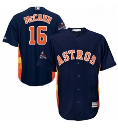 Youth Majestic Houston Astros 16 Brian McCann Replica Navy Blue Alternate 2017 World Series Champions Cool Base MLB Jersey