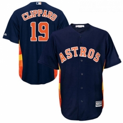 Youth Majestic Houston Astros 19 Tyler Clippard Authentic Navy Blue Alternate Cool Base MLB Jersey 