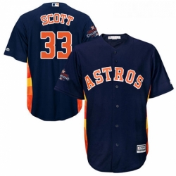 Youth Majestic Houston Astros 33 Mike Scott Authentic Navy Blue Alternate 2017 World Series Champions Cool Base MLB Jersey