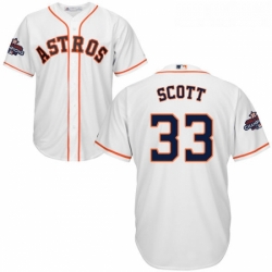 Youth Majestic Houston Astros 33 Mike Scott Replica White Home 2017 World Series Champions Cool Base MLB Jersey