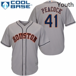 Youth Majestic Houston Astros 41 Brad Peacock Authentic Grey Road Cool Base MLB Jersey 