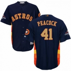 Youth Majestic Houston Astros 41 Brad Peacock Authentic Navy Blue Alternate 2018 Gold Program Cool Base MLB Jersey 