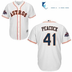 Youth Majestic Houston Astros 41 Brad Peacock Replica White Home 2017 World Series Champions Cool Base MLB Jersey 