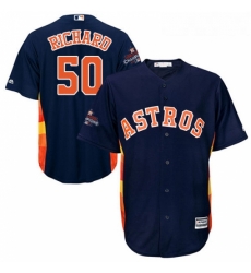 Youth Majestic Houston Astros 50 JR Richard Replica Navy Blue Alternate 2017 World Series Champions Cool Base MLB Jersey