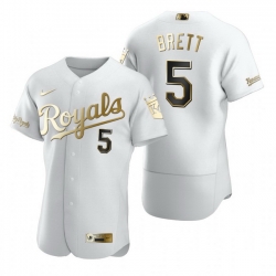 Kansas City Royals 5 George Brett White Nike Mens Authentic Golden Edition MLB Jersey