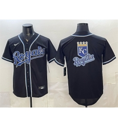 Men Kansas City Royals Team Big Logo 2026 Fashion Replica Black Out Stitched Baseball Jerseys