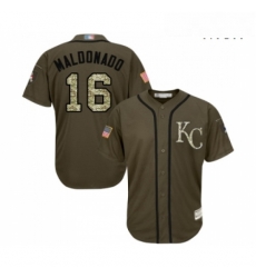 Mens Kansas City Royals 16 Martin Maldonado Authentic Green Salute to Service Baseball Jersey 