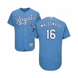 Mens Kansas City Royals 16 Martin Maldonado Light Blue Alternate Flex Base Authentic Collection Baseball Jersey