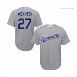 Mens Kansas City Royals 27 Adalberto Mondesi Replica Grey Road Cool Base Baseball Jersey 