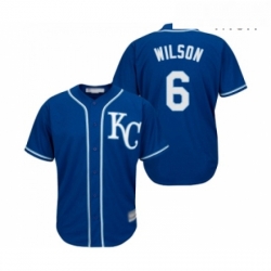 Mens Kansas City Royals 6 Willie Wilson Replica Blue Alternate 2 Cool Base Baseball Jersey 