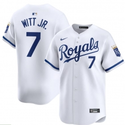 Men's Kansas City Royals Bobby Witt Jr. #7 Nike White Home Limited Flex Base Jersey
