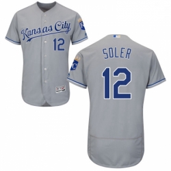 Mens Majestic Kansas City Royals 12 Jorge Soler Grey Flexbase Authentic Collection MLB Jersey