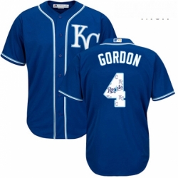 Mens Majestic Kansas City Royals 4 Alex Gordon Authentic Blue Team Logo Fashion Cool Base MLB Jersey