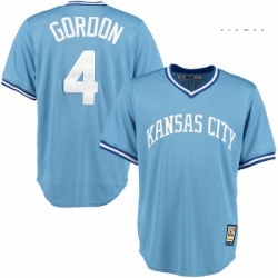 Mens Majestic Kansas City Royals 4 Alex Gordon Replica Light Blue Cooperstown MLB Jersey