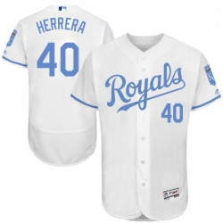 Mens Majestic Kansas City Royals 40 Kelvin Herrera Authentic White 2016 Fathers Day Fashion Flex Base Jerseys