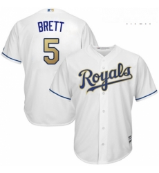 Mens Majestic Kansas City Royals 5 George Brett Replica White Home Cool Base MLB Jersey