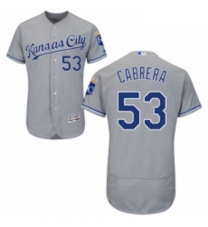 Mens Majestic Kansas City Royals 53 Melky Cabrera Grey Flexbase Authentic Collection MLB Jersey