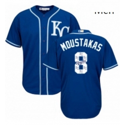 Mens Majestic Kansas City Royals 8 Mike Moustakas Authentic Blue Team Logo Fashion Cool Base MLB Jersey