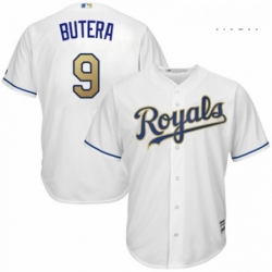 Mens Majestic Kansas City Royals 9 Drew Butera Replica White Home Cool Base MLB Jersey 