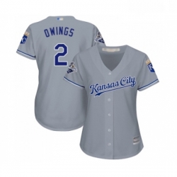 Womens Kansas City Royals 2 Chris Owings Replica Grey Road Cool Base Baseball Jersey 