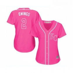 Womens Kansas City Royals 2 Chris Owings Replica Pink Fashion Cool Base Baseball Jersey 