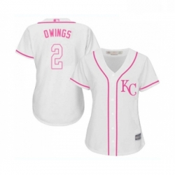 Womens Kansas City Royals 2 Chris Owings Replica White Fashion Cool Base Baseball Jersey 