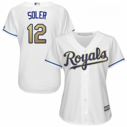 Womens Majestic Kansas City Royals 12 Jorge Soler Replica White Home Cool Base MLB Jersey