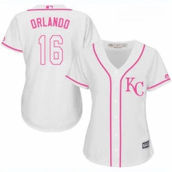 Womens Majestic Kansas City Royals 16 Paulo Orlando Authentic White Fashion Cool Base MLB Jersey