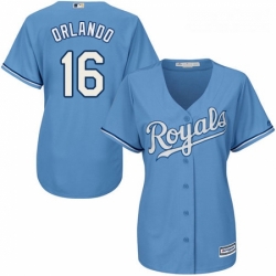 Womens Majestic Kansas City Royals 16 Paulo Orlando Replica Light Blue Alternate 1 Cool Base MLB Jersey