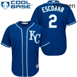 Womens Majestic Kansas City Royals 2 Alcides Escobar Replica Blue Alternate 2 Cool Base MLB Jersey